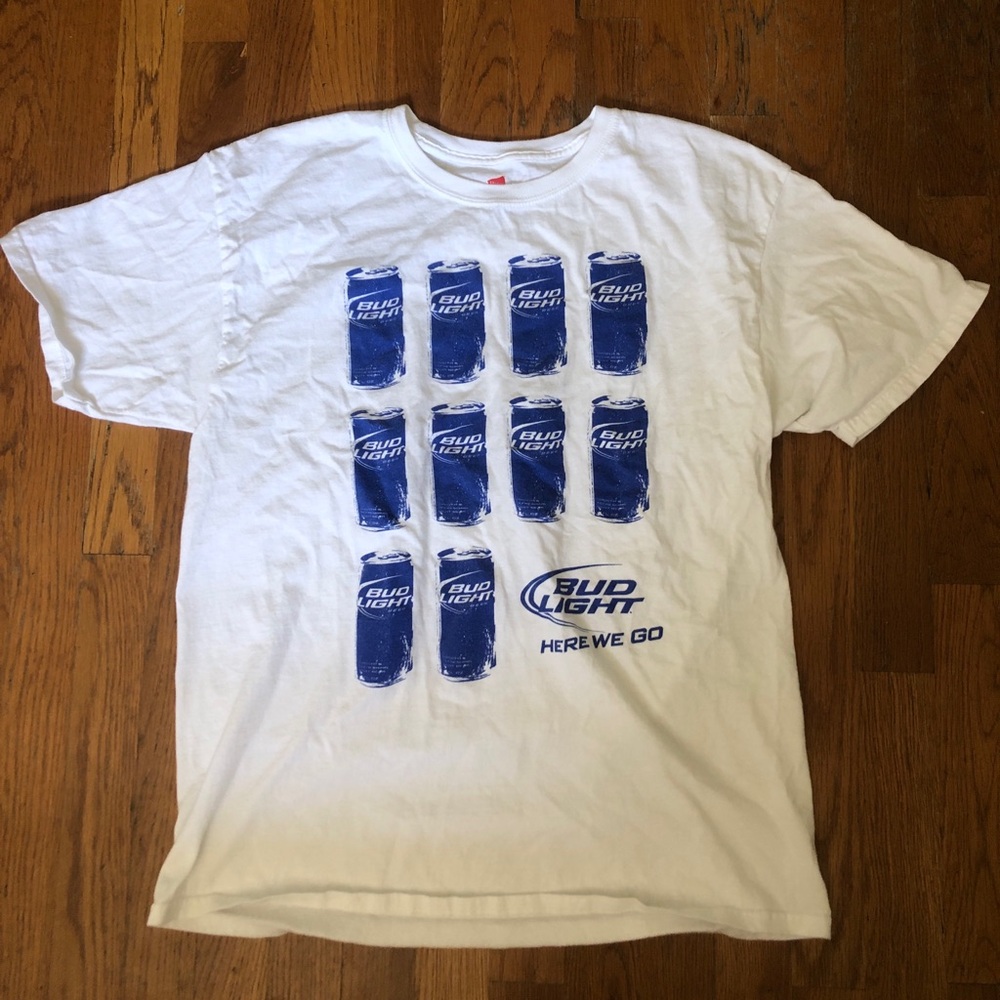 White and Blue Short Sleeve Tee with Blue Grid Design